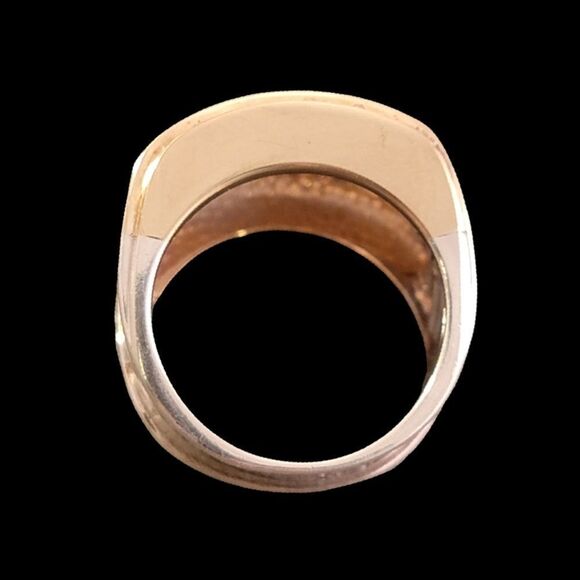 David Yurman 14k & Sterling Ribbed Cigar Band Ring - Picture 4 of 14